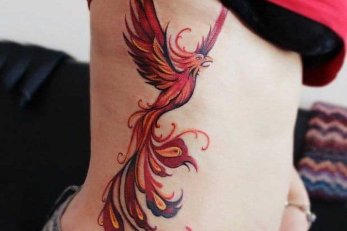 feminine rebirth phoenix tattoo