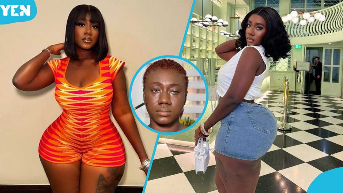 Hajia Bintu's before-and-after makeup video triggers reactions online. Hajia Bintu's before-and-after makeup video triggers reactions online.