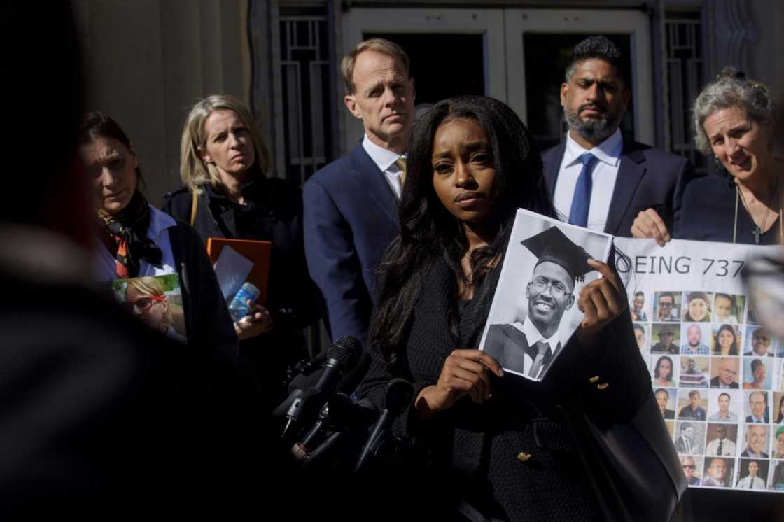 Zipporah Kuria, who lost her father in a Boeing airplane crash, spoke with the press in January 2023 following a hearing in Fort Worth, Texas Zipporah Kuria, who lost her father in a Boeing airplane crash, spoke with the press in January 2023 following a hearing in Fort Worth, Texas