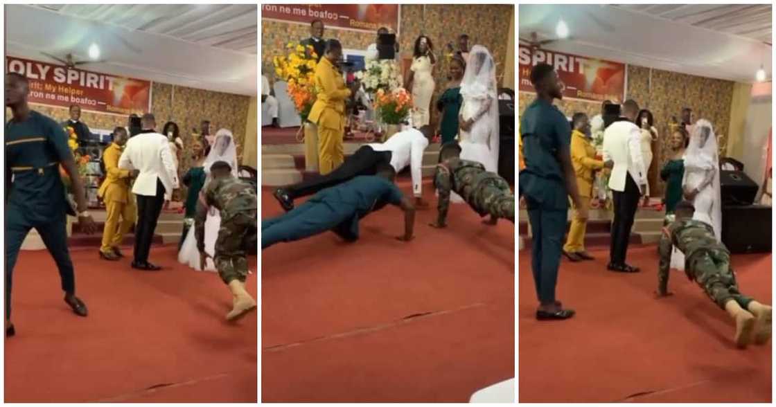Military wedding, press-ups, soldier and his pals, bride, soldier goom Military wedding, press-ups, soldier and his pals, bride, soldier goom