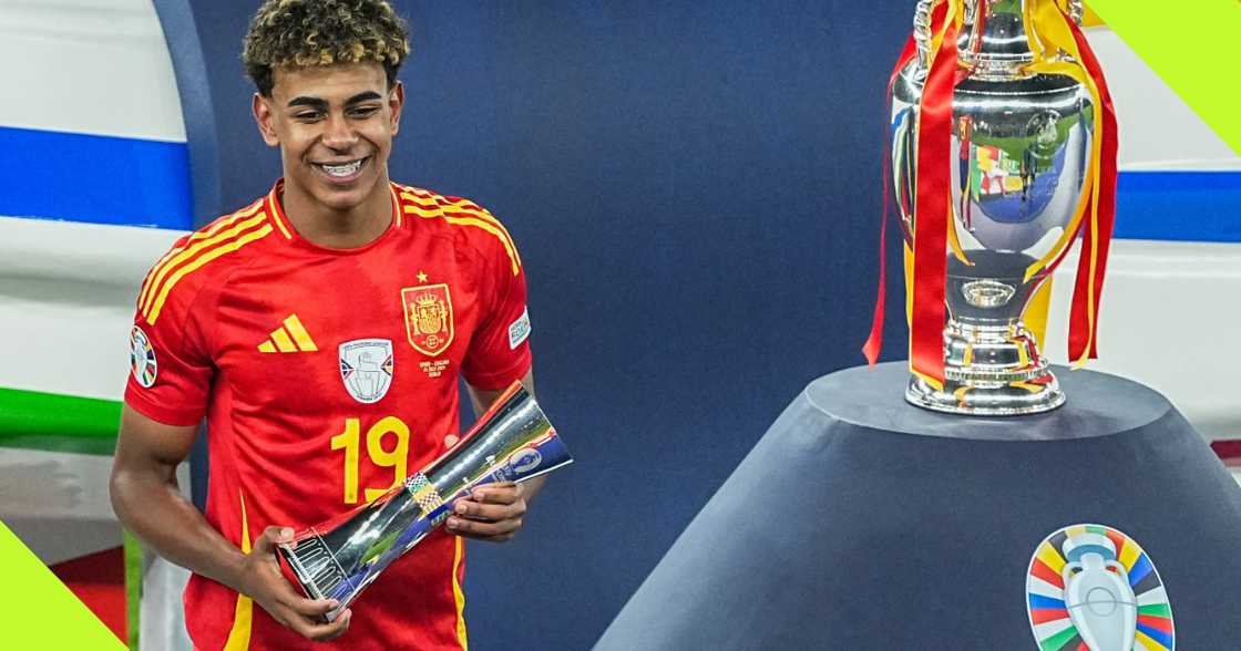 Spain's Lamine Yamal scooped the best Young Player Award at Euro 2024 after starring in the victory over England. Spain's Lamine Yamal scooped the best Young Player Award at Euro 2024 after starring in the victory over England.
