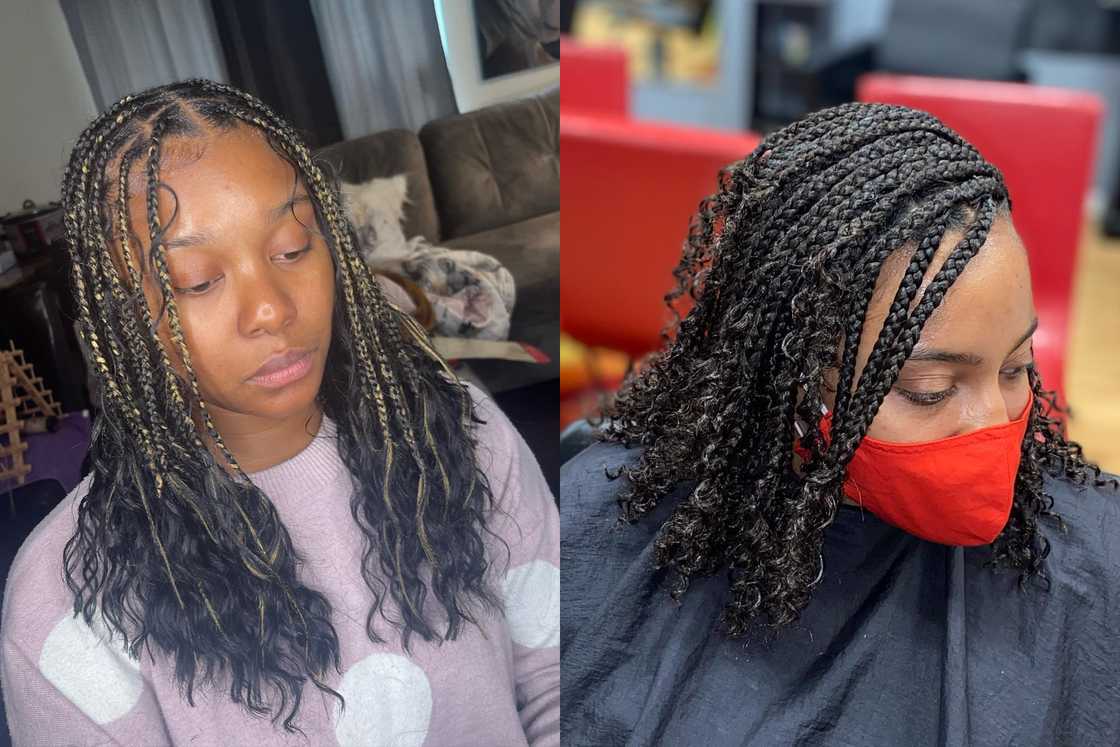 knotless braids with curls