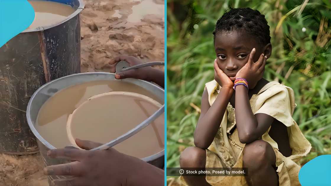 Ghana water crisis, child drinking dirty water, Northern Ghana, water treatment plant gas leak, health concerns in Ghana, clean drinking water, NADMO emergency response, Rahma, foreign visitor