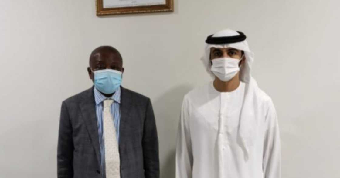 Health Minister, Kwaku Agyeman Manu (L) and Sheikh Ahmed Dalmook Al Maktoum. Source: UGC Health Minister, Kwaku Agyeman Manu (L) and Sheikh Ahmed Dalmook Al Maktoum. Source: UGC