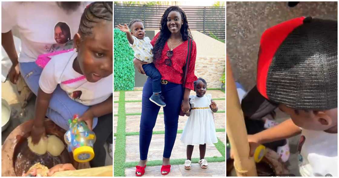 Stonebwoy's Children Jidula And Janam Pound Fufu