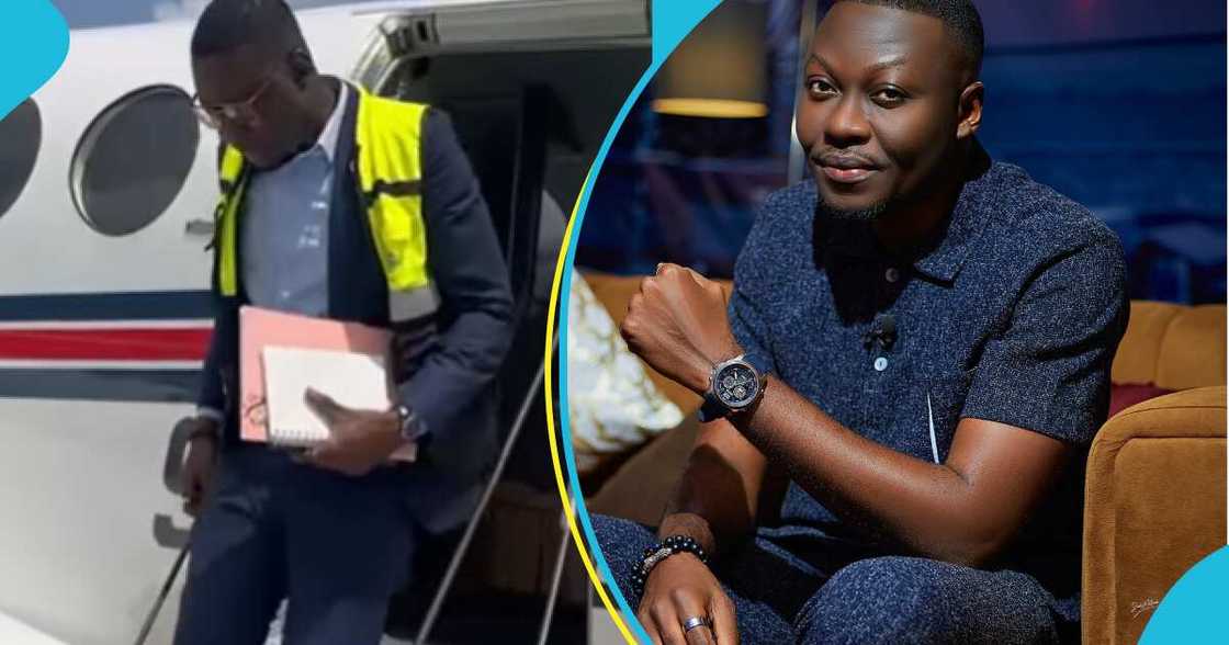 Arnold Asamoah reveals secert job as aviation officer, peeps shout in surprise Arnold Asamoah reveals secert job as aviation officer, peeps shout in surprise