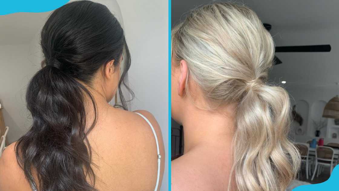 Ladies in low ponytails Ladies in low ponytails