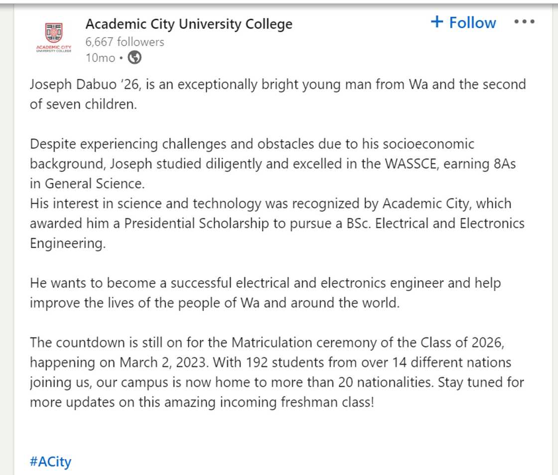 LinkedIn post by Academic City University College. LinkedIn post by Academic City University College.