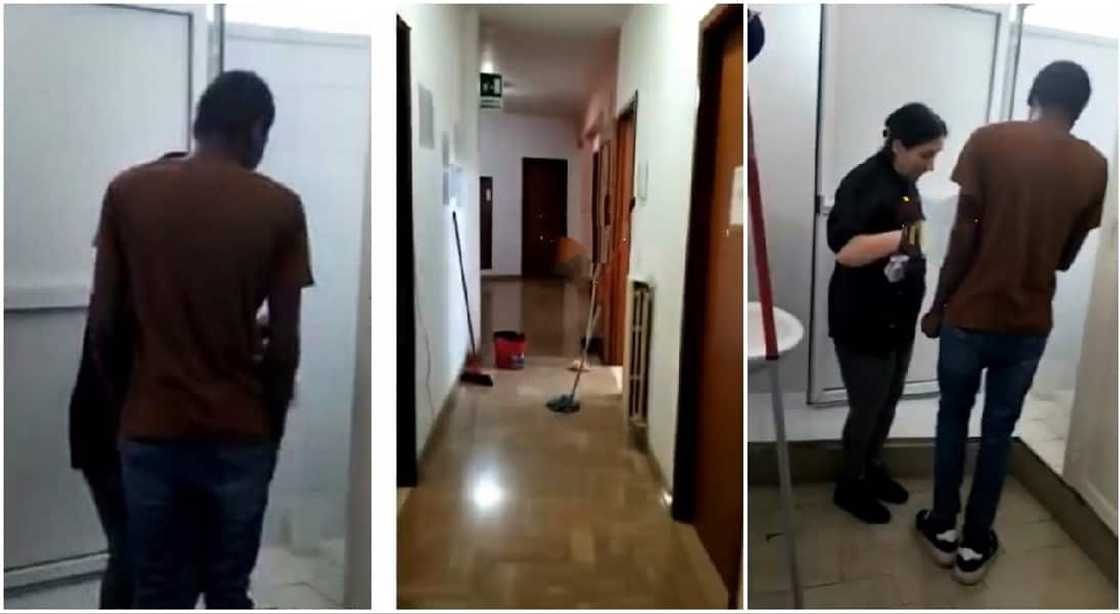 Nigerian man who lives in Italy refuses to watch toilet in viral video. Nigerian man who lives in Italy refuses to watch toilet in viral video.