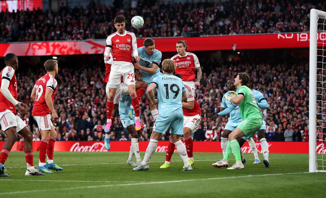Supercomputer, Arsenal, Premier League title race, Arsenal beat Burnley 1-0, Arsenal, Mikel Arteta, Kai Havertz header, points needed to win Premier League, Manchester City, Premier League standings, Bournemouth vs Manchester City.