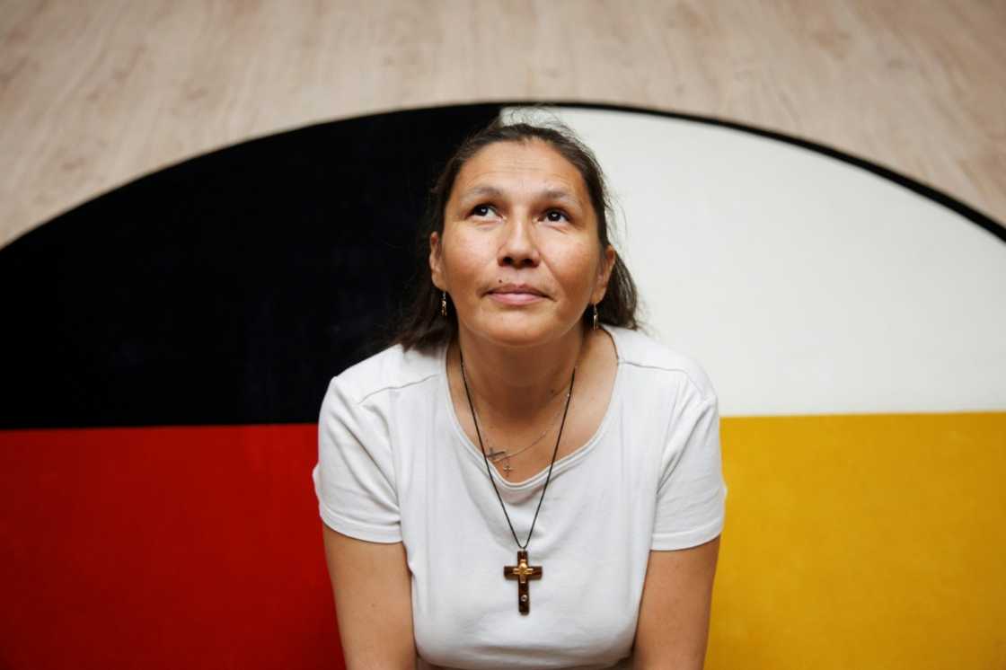 Gilda Soosay, chair of the Our Lady of Seven Sorrows parish council in Maskwacis, pictured on June 7 at the church where worshippers eagerly await the arrival of Pope Francis, told AFP: "Everybody needs healing."