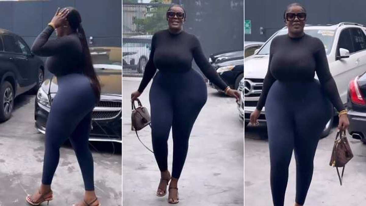 See Problem”: Thick Black Lady In Tight Attire With Fine Shape Catwalks On  Road, Video Causes Buzz - YEN.COM.GH