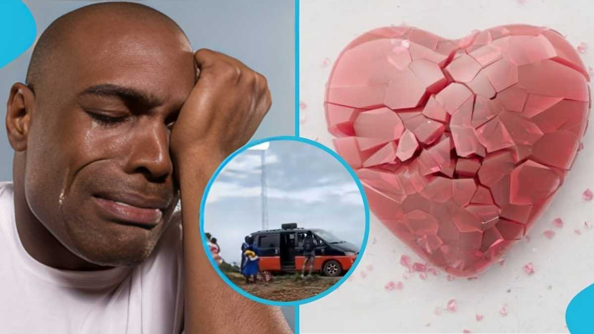 Heartbroken trotro driver stops mid-journey to cry, passengers wait patiently