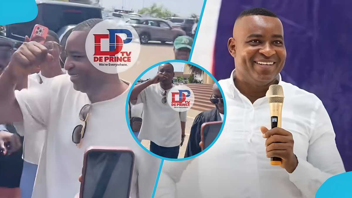 Wontumi walks out of court jubilant, gesturing to loyal supporters