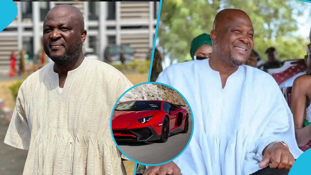 Ibrahim Mahama drives his Lamborghini Aventador SV at top speed at night