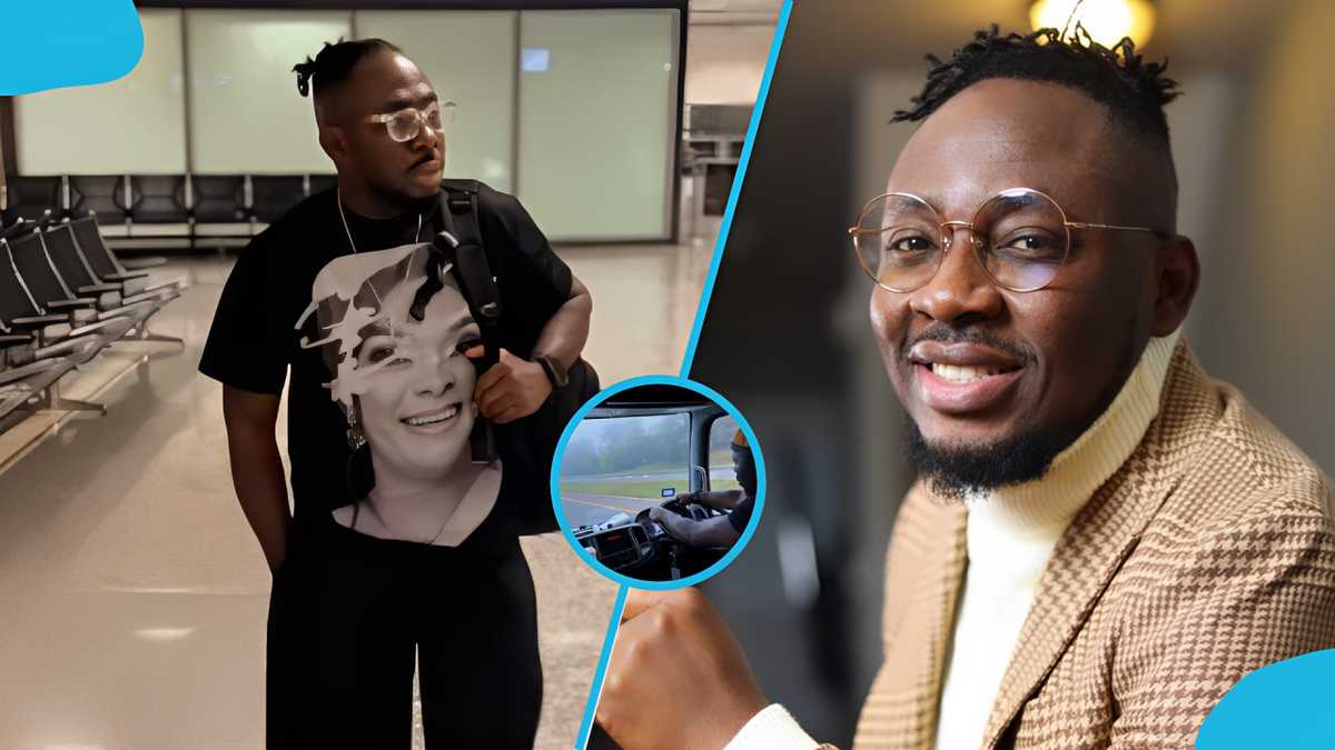 Popular Ghanaian musician shows off his work as a truck driver abroad after wife’s passing