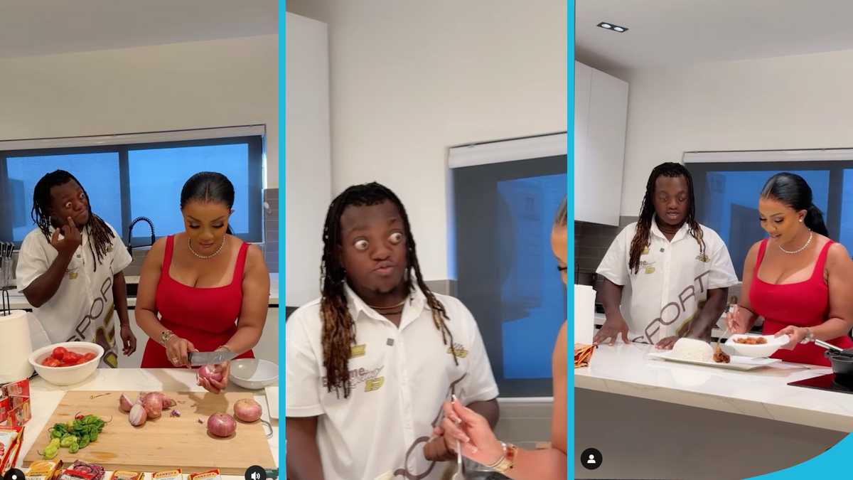 Sumsum Ahoufedua can’t Handle Serwaa Amihere's onions as she cooks for him in a viral video
