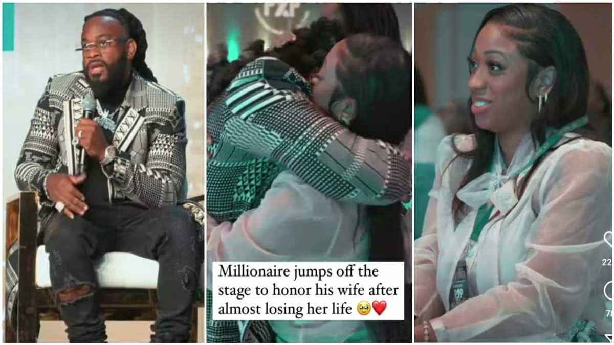 Millionaire Husband Jumps Off Stage Mid Interview to Honour Wife Who Nearly  Died During Childbirth - YEN.COM.GH