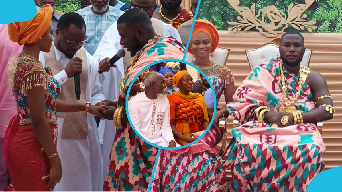 Adom Kyei Duah and wife look radiant as son Richie ties the knot in colourful ceremony, video
