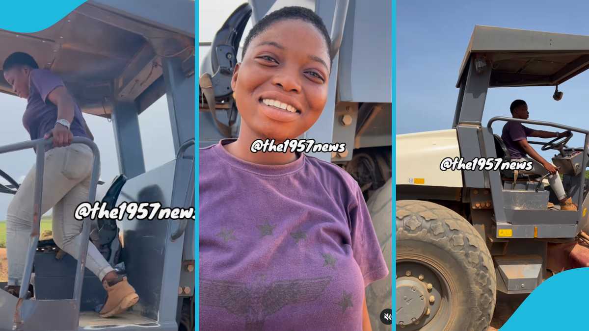 Kasoa-Winneba Road Project: 18-Year-Old Bibiani Girl Lands Job as Road Roller Operator