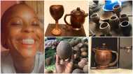 Talented lady blows minds as she makes beautiful crafts from discarded coconut shells; drops photos