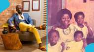 Okyeame Kwame shares rare family photo of himself and his siblings: "Your wife and mum look alike"