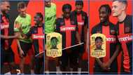 Jeremie Frimpong plays with his teammates, one shouts "kwasia" in video