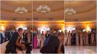 Bride embarrassed as groom accidentally grooms her on the fall during 1st dance