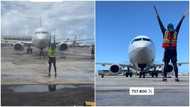 Young man reveals how he makes money, video shows him giving traffic signs to big aeroplane