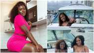 Fella Makafui slays in ₵7k swimwear on lavish boat in America, many drool over her