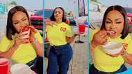 Nana Ama McBrown eats Kivo Gari like a lady, video excites fans: "Queen of brand deals"