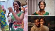 Ghanaian bride slaying in green corseted kente gown shows off impressive dance moves