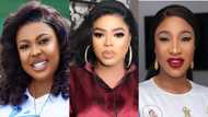 Afia Schwar teams up with Tonto Dikeh to 'destroy' Bobrisky online; screenshot drops