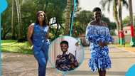 Afua Asantewaa Singathon looks magnificent in a stylish thigh-high floral dress and heavy makeup