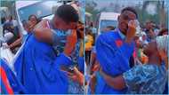 UEW: Young Ghanaian man bags degree, cries and hugs mother on graduation day, video evokes joy