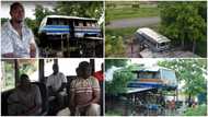Man buys an old bus, hangs it on top of house & converts it into restaurant, people seen eating fufu in video