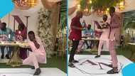 Young man dances at a wedding in front of the couple while balancing banku: "It's the bride's ex"
