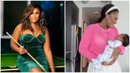 Christabel Ekeh rocks tight and short green dress months after having a baby, many drool over her