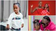 Ghanaian musician AMG Medikal and daughter Island Frimpong look stunning together in pink outfits