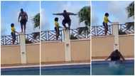 Ghanaian man erupts massive laughter as he dives into pool to impress his date