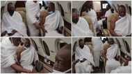 Dangote spotted in a private jet with money men Rabiu and Mangal; they all wore lesser Hajj wrappers in video