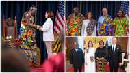 Vice President Kamala Harris and Osabarima Kwesi Atta II don colourful kente outfits