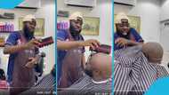 Kwadwo Sheldon fights barber as he uses curl sponge on his bald head