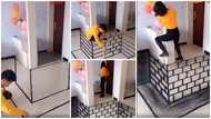 Talented man fakes pit inside room with amazing floor painting, shocks a lady in video