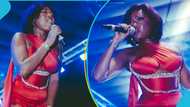 Singer Efya sparks pregnancy rumours with her new look as she rocks a stylish red outfit to perform in Kumasi