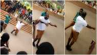 Akabenezer visits Prempeh College: Wows crowd with unique dance moves; Netizens find his antics hilarious