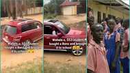 SHS 3 student who allegedly bought expensive red Benz storms school with it in video, people react