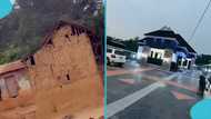Ghanaian man demolishes family's mud house, builds a huge modern mansion, video trends