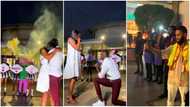 Handsome young man propose marriage to cute girlfriend at Accra Mall as patrons look on in awe