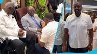 John Dumelo humbly kneels before Otumfuo at Despite's museum, Ghanaians praise his humility